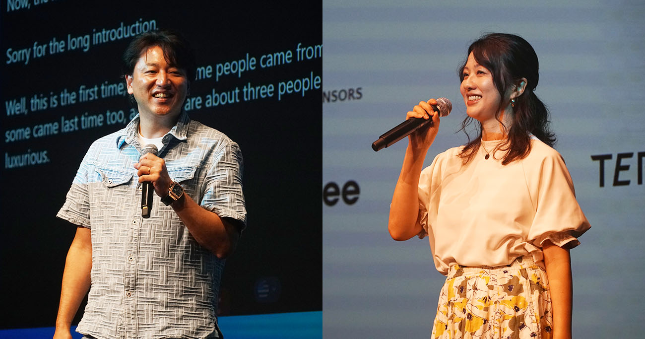 キックオフに登壇した宮田善孝氏（左）と、松栄友希氏（右）