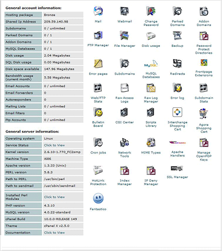 図1　cPanelのメインページ。cPanelでは、グラフィカルなWebインターフェースを通じてcronジョブなどのさまざまなタスクを管理できる
