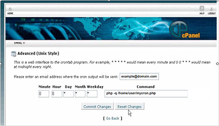 図4　Advancedモード。Advancedモードを使ってジョブの時間と頻度を設定する場合の画面