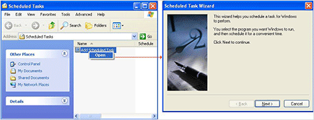 図10　Windows XPでのタスクの初期化。Windows XPではオプションが少ないので、より簡単にタスクを作成できる