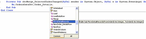 図8　カスタマイズされたメソッドがIntellisenseに表示される