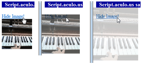 クリックするとイメージが拡大しながら消えていく。