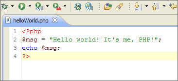 図13. お決まりのHello world!アプリケーション