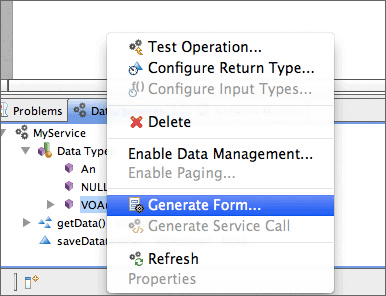 図25. VOAuthorデータオブジェクトに対する［Generate Form（フォームを生成）］ウィザードの開始