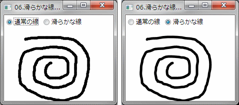 滑らかな線を描く