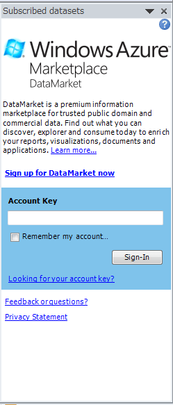 ［Import data from DataMarket］項目表示