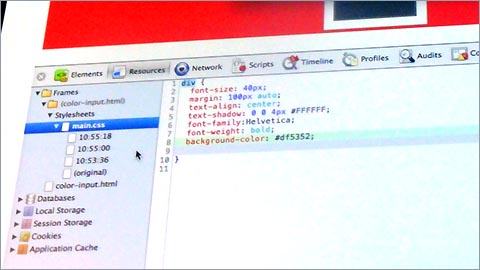 「Google Chrome Developer Tools」でCSSの変更履歴を管理している様子