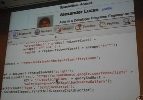 Developer Advocatesサイト上でのデモの様子