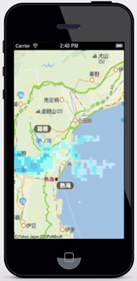 現在の雨雲レーダー情報が表示されました