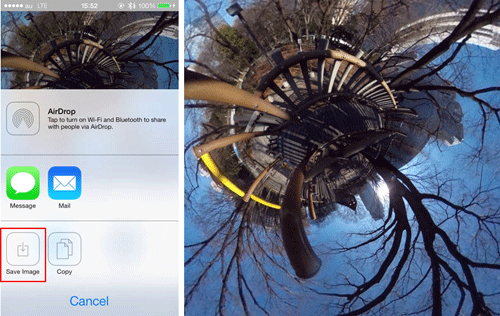 図5.Tiny Planets Photosの使い方（データ共有）