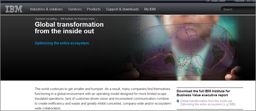 「Global transformation from the inside out」のWebサイト