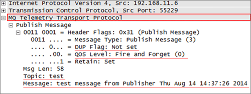 図8. MQTT Publish Messageのパケットトレース
