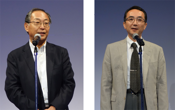 講評を述べる東京海上日動システムズ顧問 横塚裕志氏（左）と、早稲田大学理工学術院 山名早人教授（右）