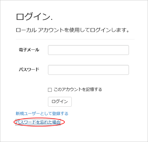 図2　パスワードリセット要求ページへのリンク