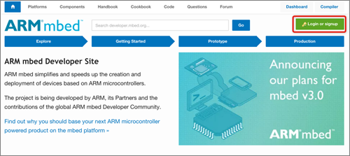 図14：ARM mbed Developer Siteへのログイン