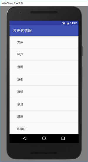 図3　都市のリスト画面
